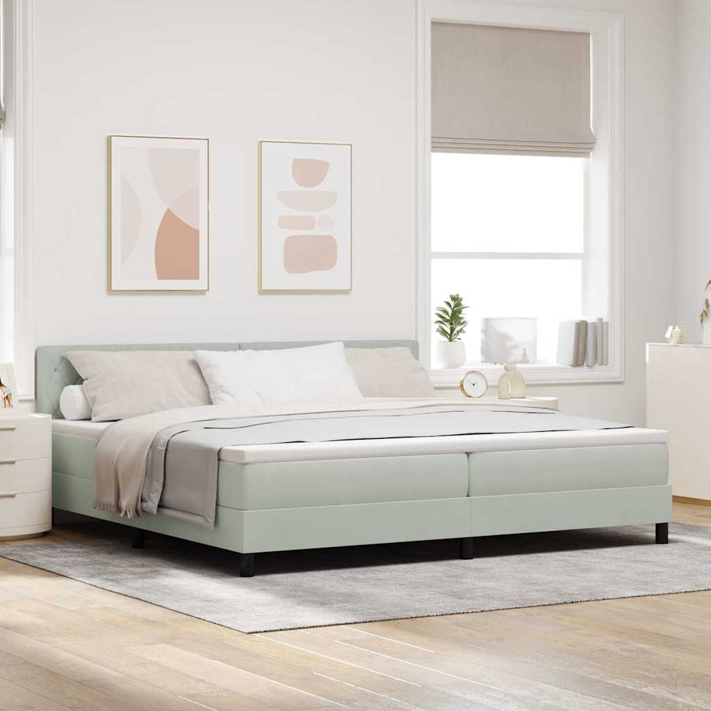 Boxspringbed met matras Lichtgrijs 200 x 200 cm Fluweel is nu te koop bij PeponiXL, paradijselijk wonen!