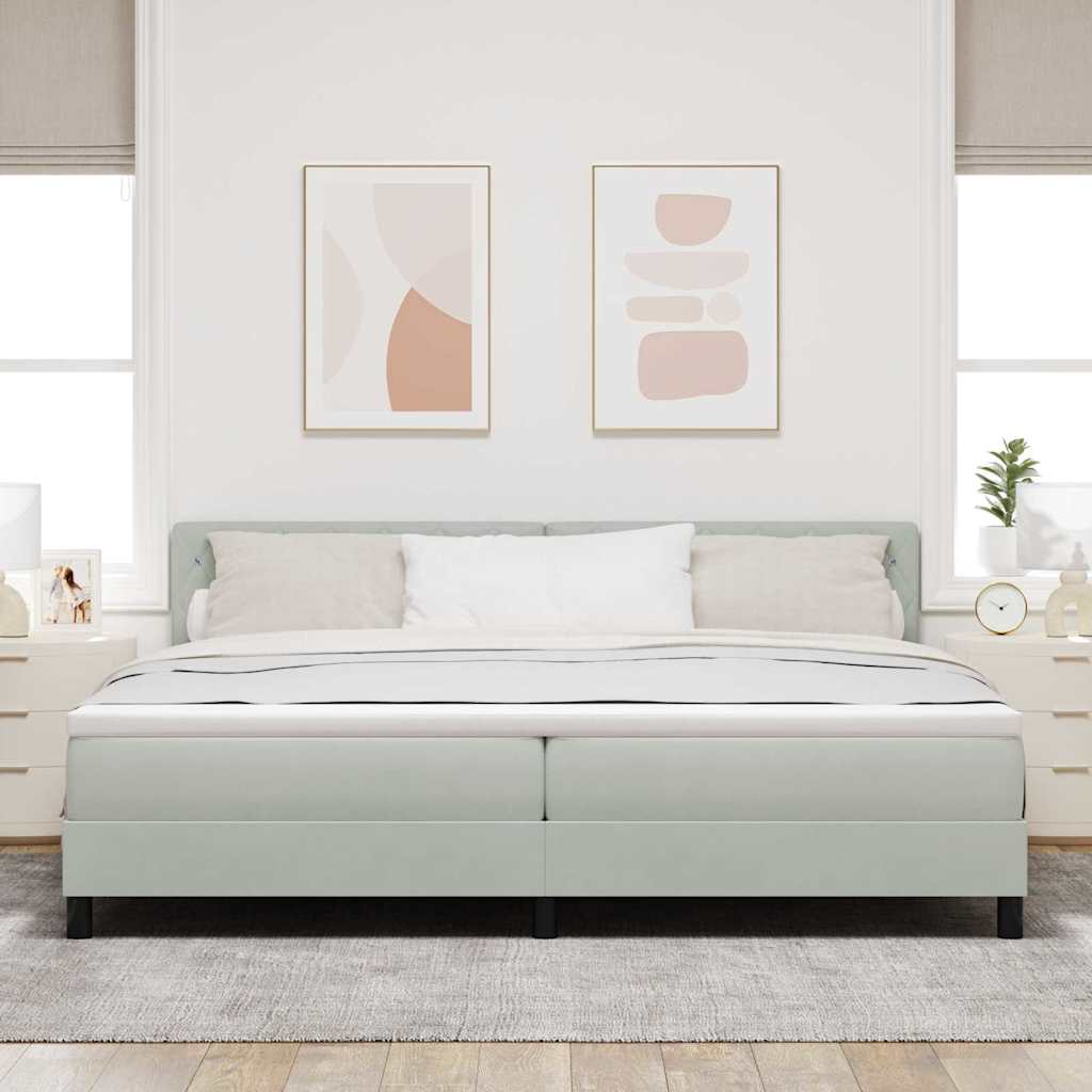 Boxspringbed met matras Lichtgrijs 200 x 200 cm Fluweel is nu te koop bij PeponiXL, paradijselijk wonen!