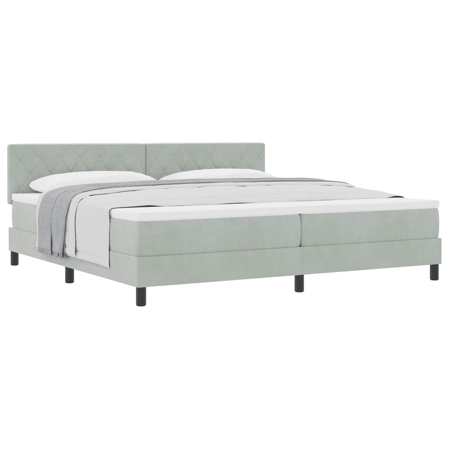 Boxspringbed met matras Lichtgrijs 200 x 200 cm Fluweel is nu te koop bij PeponiXL, paradijselijk wonen!