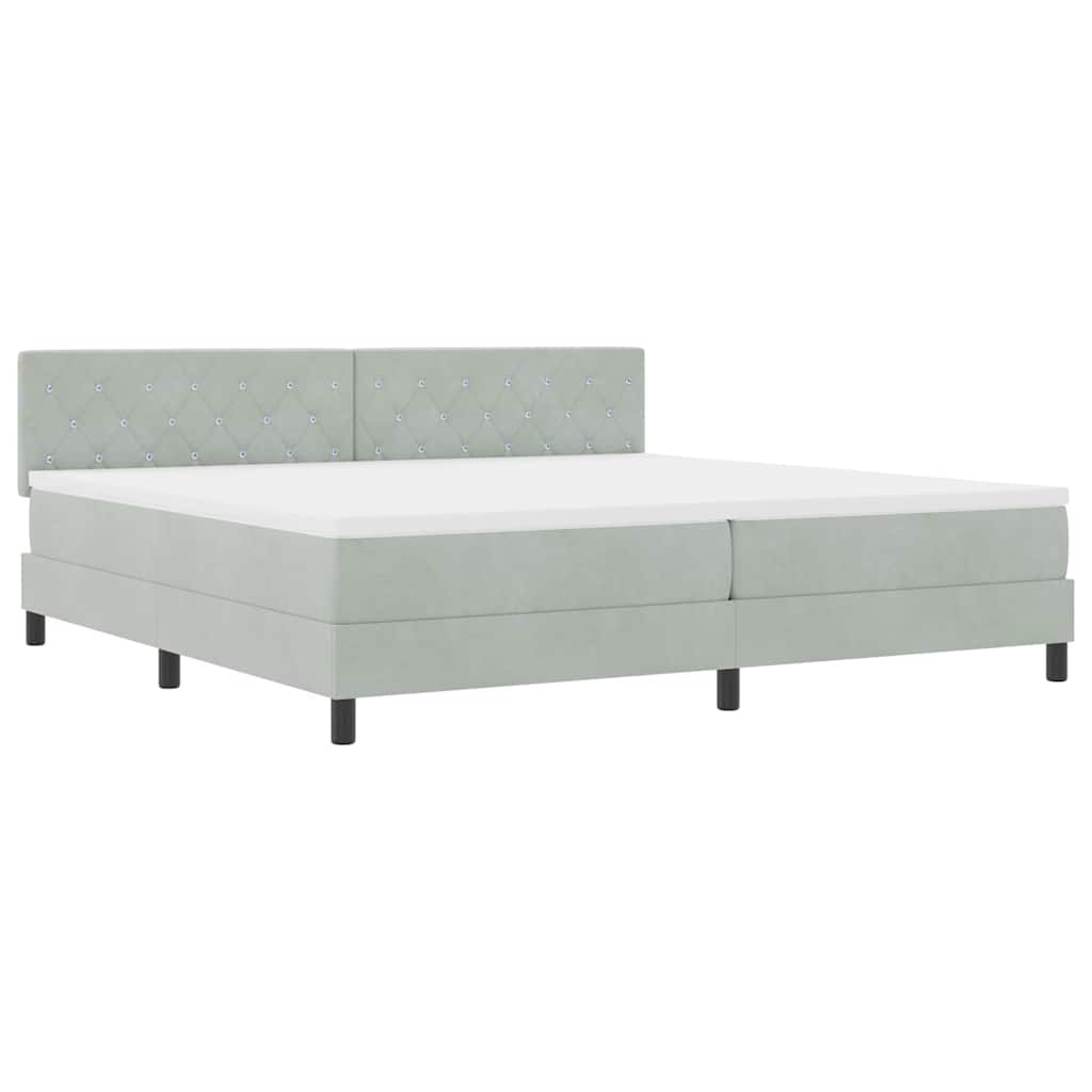 Boxspringbed met matras Lichtgrijs 200 x 200 cm Fluweel is nu te koop bij PeponiXL, paradijselijk wonen!