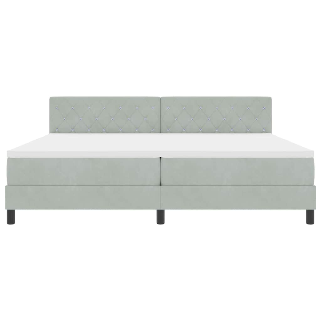 Boxspringbed met matras Lichtgrijs 200 x 200 cm Fluweel is nu te koop bij PeponiXL, paradijselijk wonen!