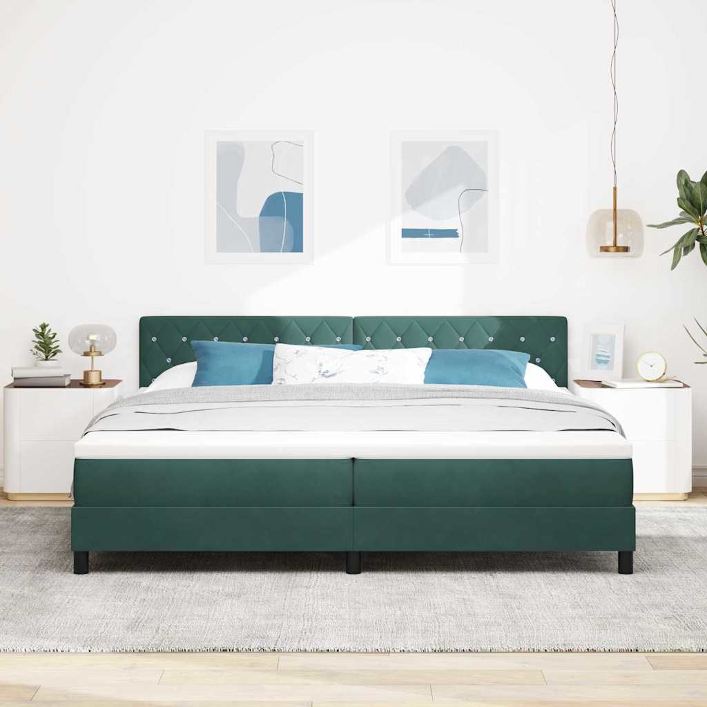 Boxspringbed met matras Donkergroen 200 x 200 cm Fluweel is nu te koop bij PeponiXL, paradijselijk wonen!