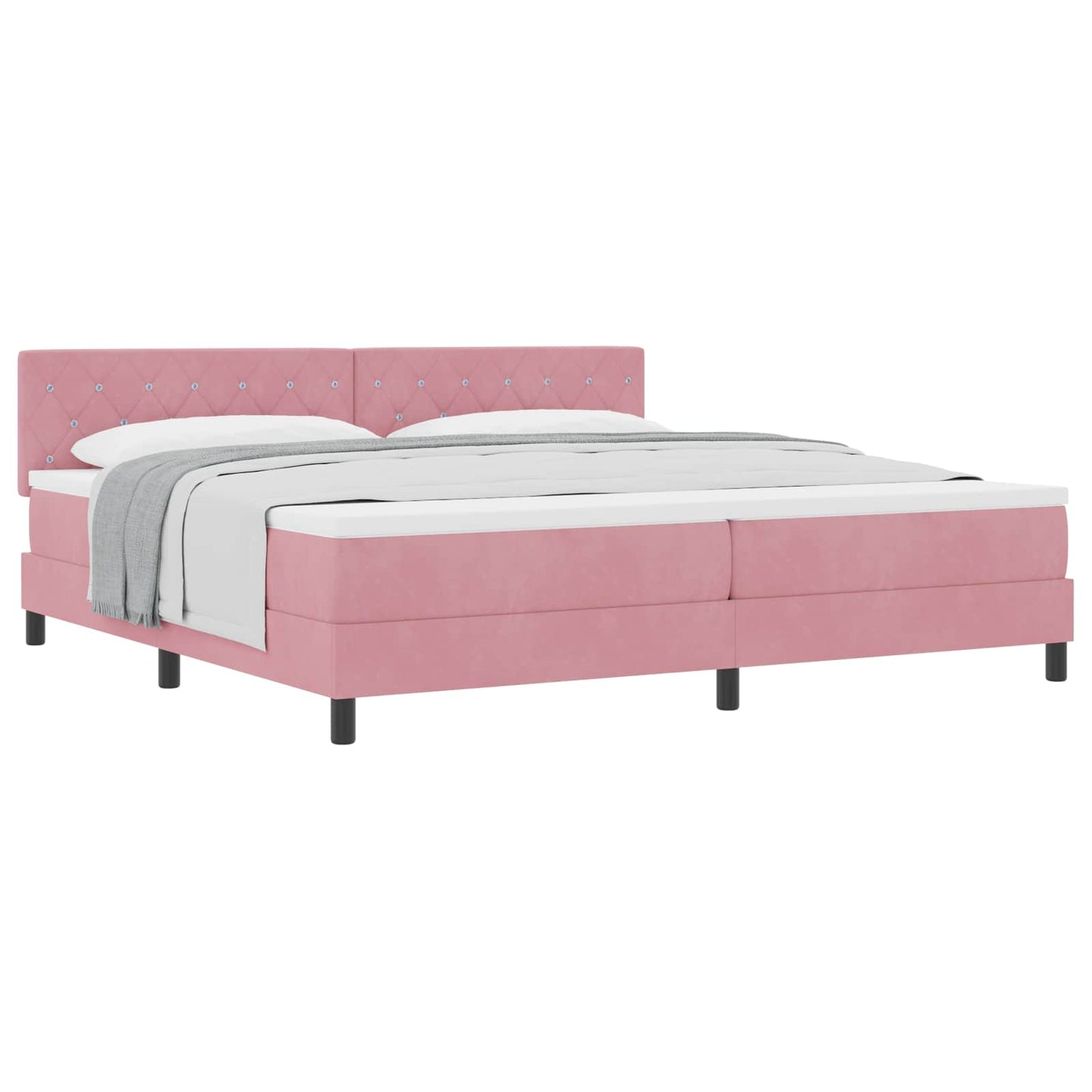 Boxspringbed met matras Roze 200 x 200 cm Fluweel is nu te koop bij PeponiXL, paradijselijk wonen!