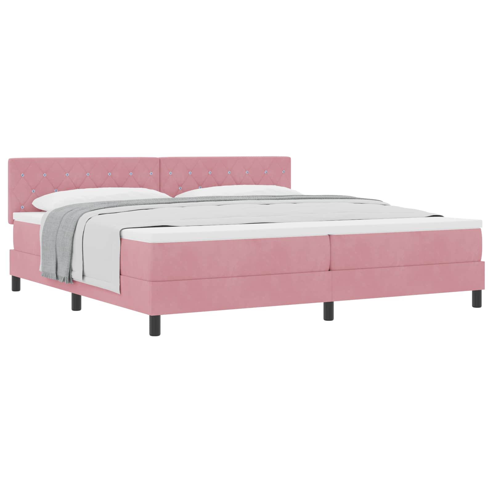Boxspringbed met matras Roze 200 x 200 cm Fluweel is nu te koop bij PeponiXL, paradijselijk wonen!