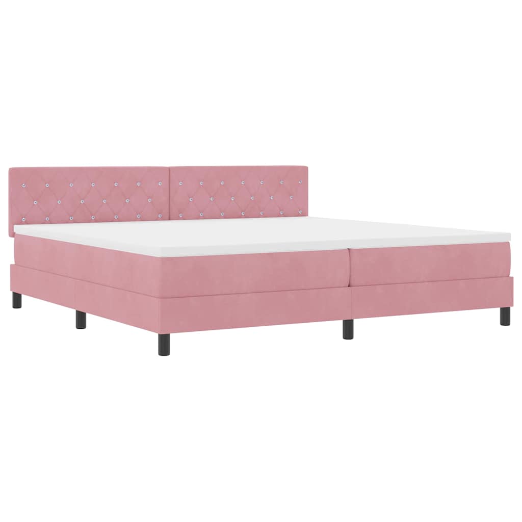 Boxspringbed met matras Roze 200 x 200 cm Fluweel is nu te koop bij PeponiXL, paradijselijk wonen!