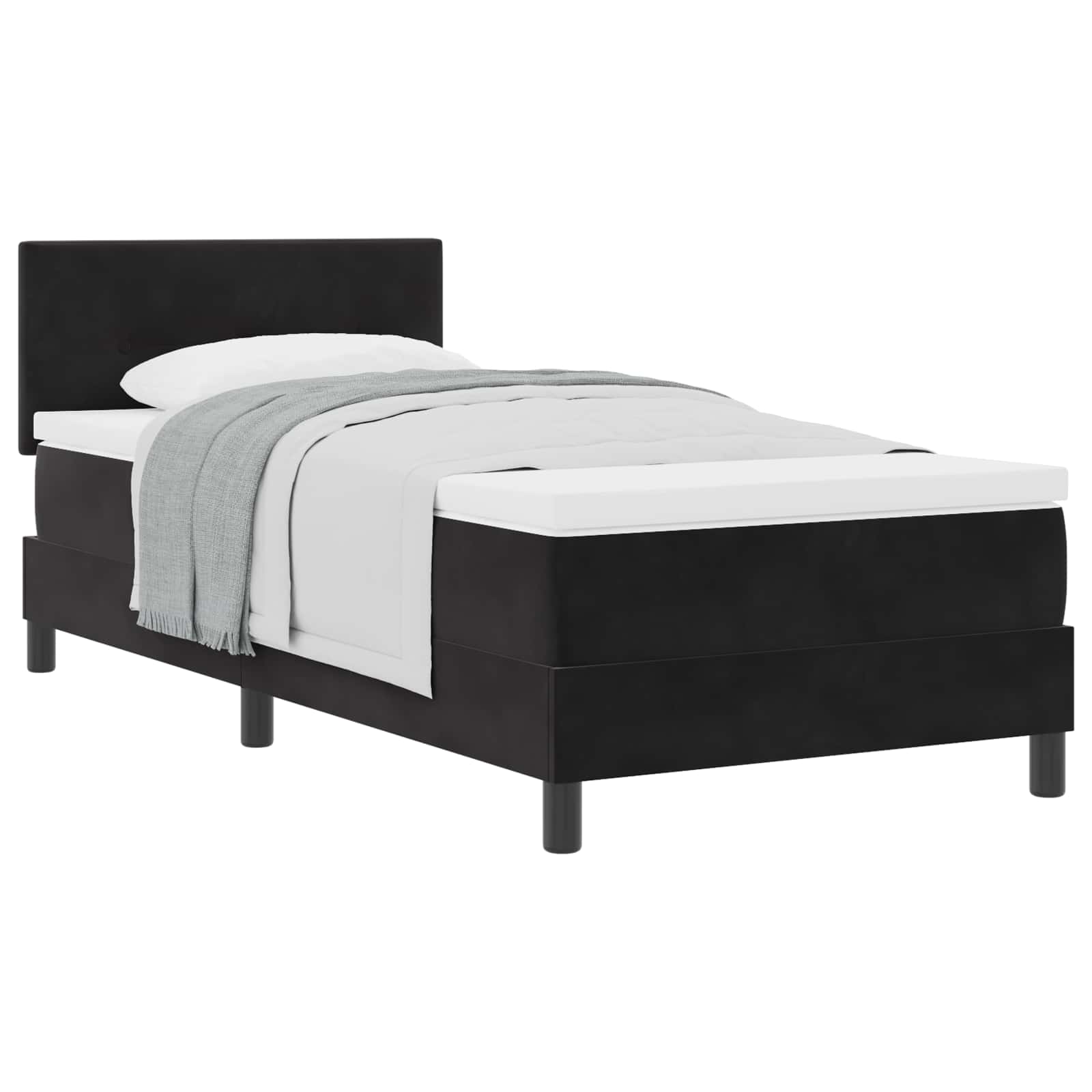 Boxspringbed met matras Zwart 90 x 190 cm Fluweel is nu te koop bij PeponiXL, paradijselijk wonen!