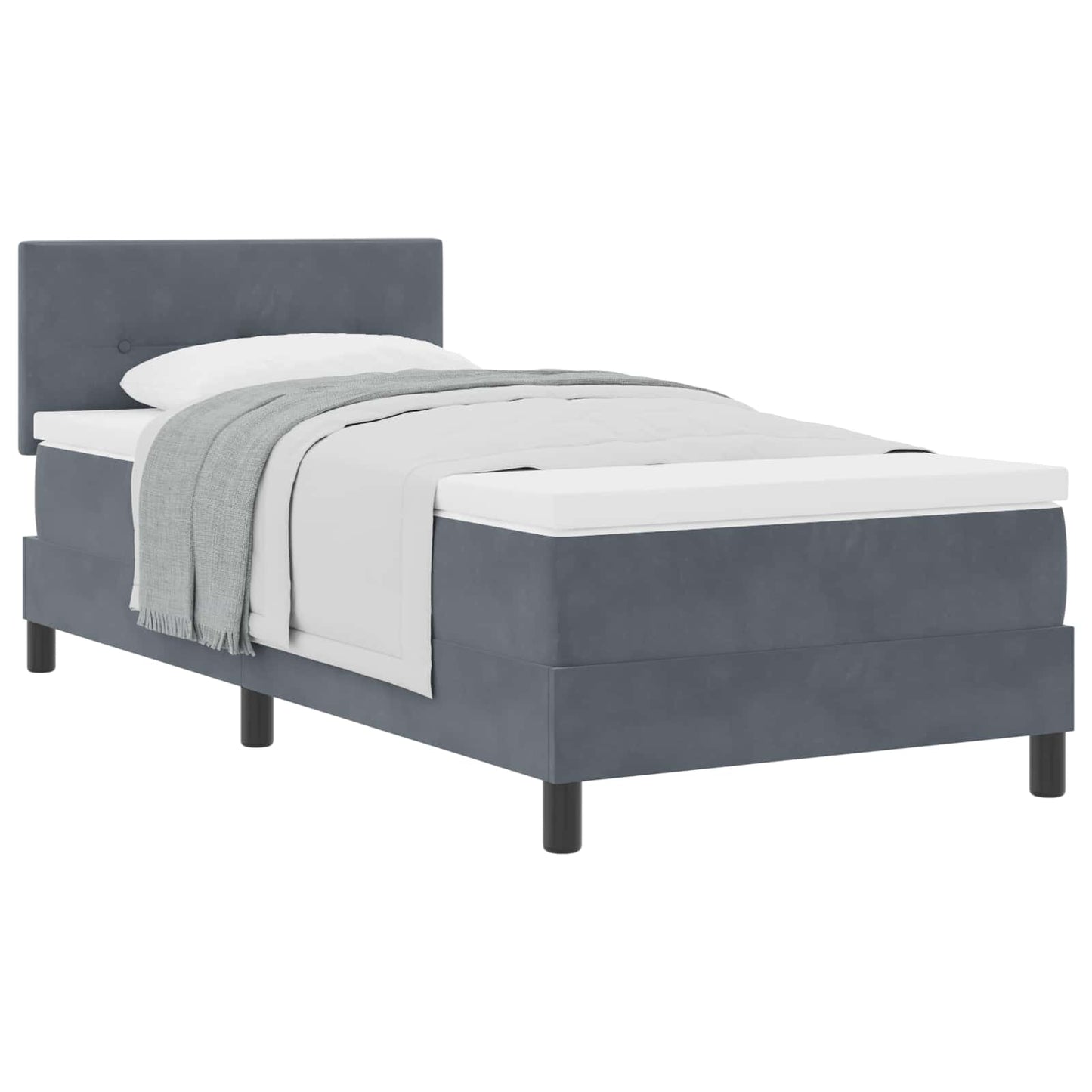 Boxspringbed met matras Donkergrijs 90 x 200 cm Fluweel is nu te koop bij PeponiXL, paradijselijk wonen!