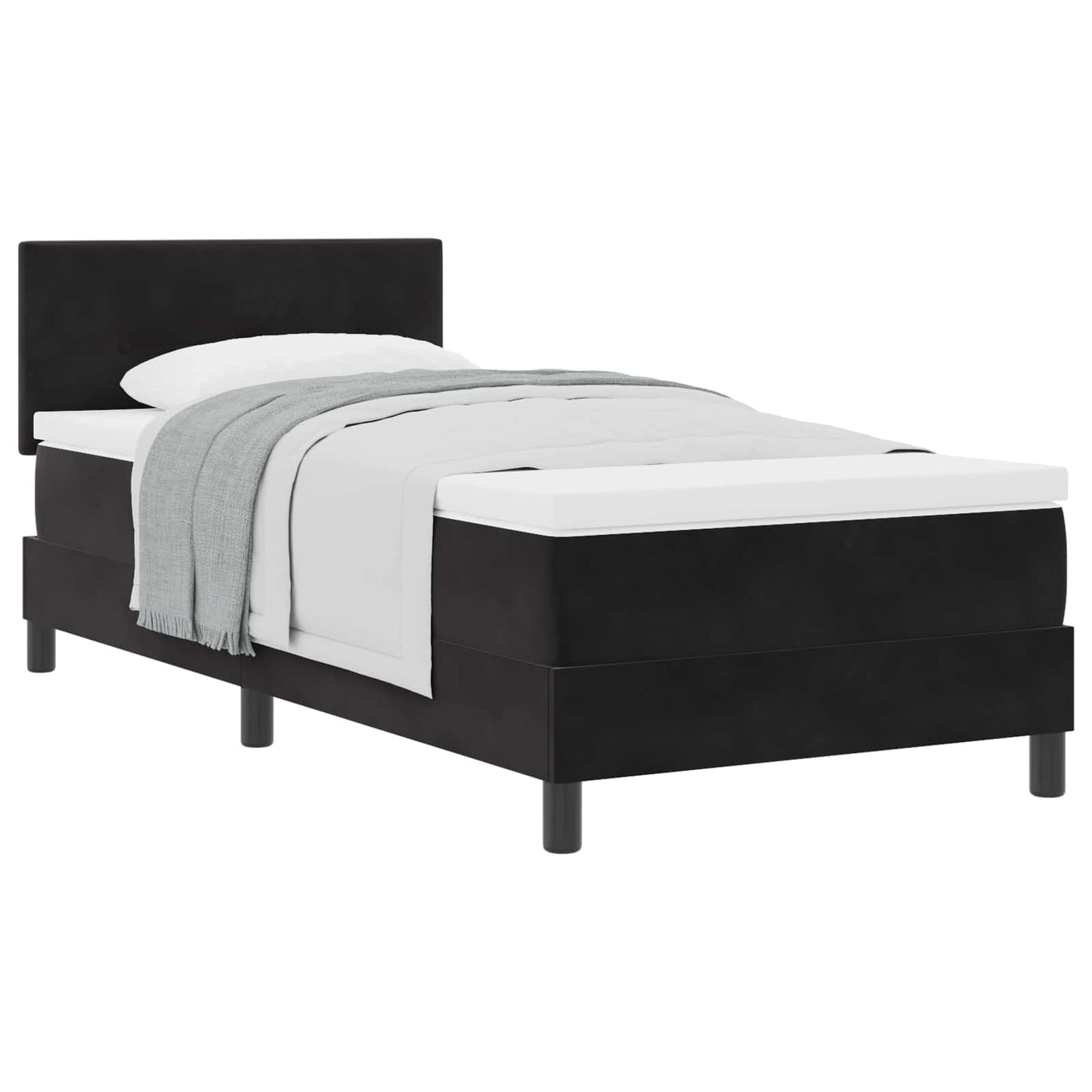 Boxspringbed met matras Zwart 90 x 200 cm Fluweel is nu te koop bij PeponiXL, paradijselijk wonen!