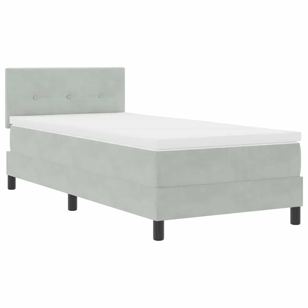 Boxspringbed met matras Lichtgrijs 100 x 200 cm Fluweel is nu te koop bij PeponiXL, paradijselijk wonen!