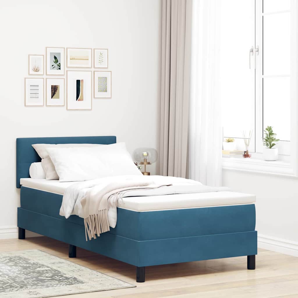 Boxspringbed met matras Donkerblauw 100 x 200 cm Fluweel is nu te koop bij PeponiXL, paradijselijk wonen!