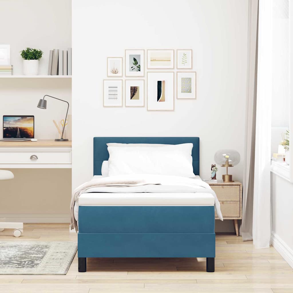 Boxspringbed met matras Donkerblauw 100 x 200 cm Fluweel is nu te koop bij PeponiXL, paradijselijk wonen!