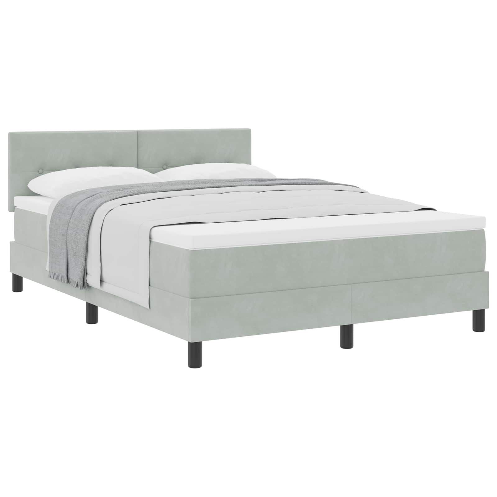Boxspringbed met matras Lichtgrijs 160 x 200 cm Fluweel is nu te koop bij PeponiXL, paradijselijk wonen!