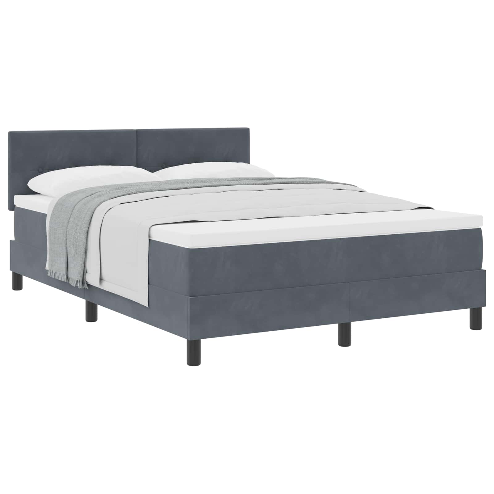 Boxspringbed met matras Donkergrijs 160 x 200 cm Fluweel is nu te koop bij PeponiXL, paradijselijk wonen!