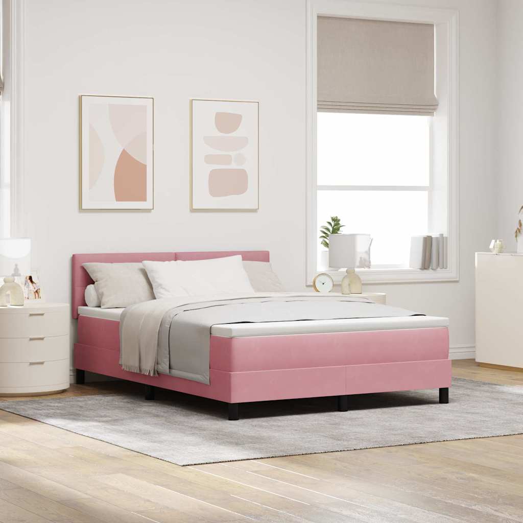 Boxspringbed met matras Roze 160 x 200 cm Fluweel is nu te koop bij PeponiXL, paradijselijk wonen!