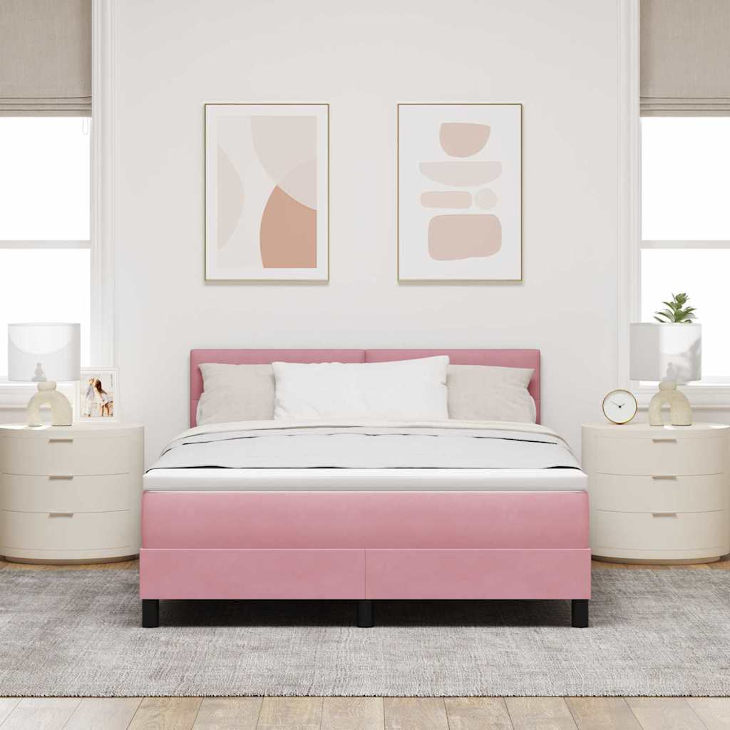 Boxspringbed met matras Roze 160 x 200 cm Fluweel is nu te koop bij PeponiXL, paradijselijk wonen!