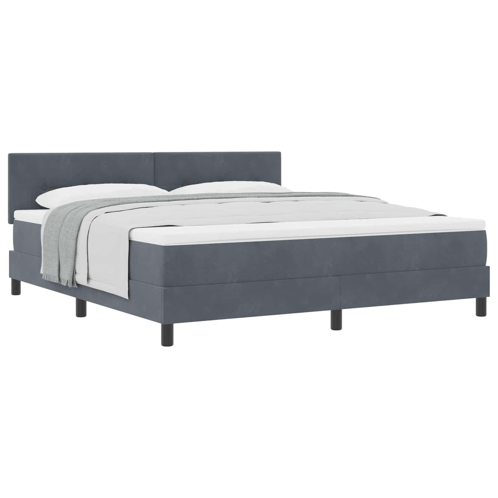Boxspringbed met matras Donkergrijs 180 x 200 cm Fluweel is nu te koop bij PeponiXL, paradijselijk wonen!