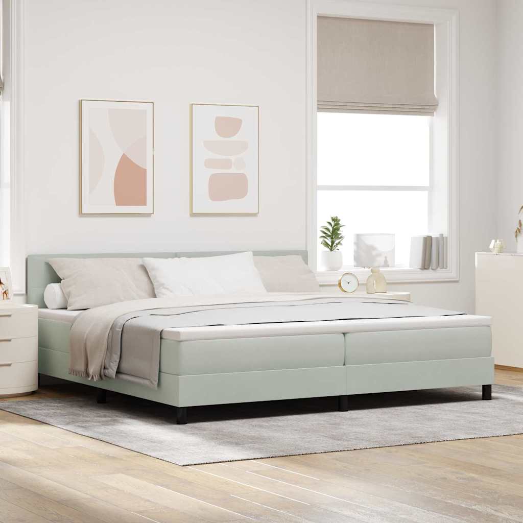 Boxspringbed met matras Lichtgrijs 200 x 200 cm Fluweel is nu te koop bij PeponiXL, paradijselijk wonen!