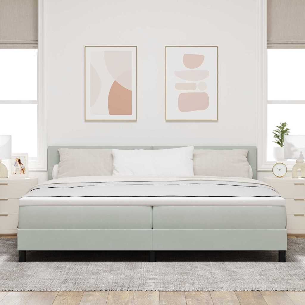 Boxspringbed met matras Lichtgrijs 200 x 200 cm Fluweel is nu te koop bij PeponiXL, paradijselijk wonen!