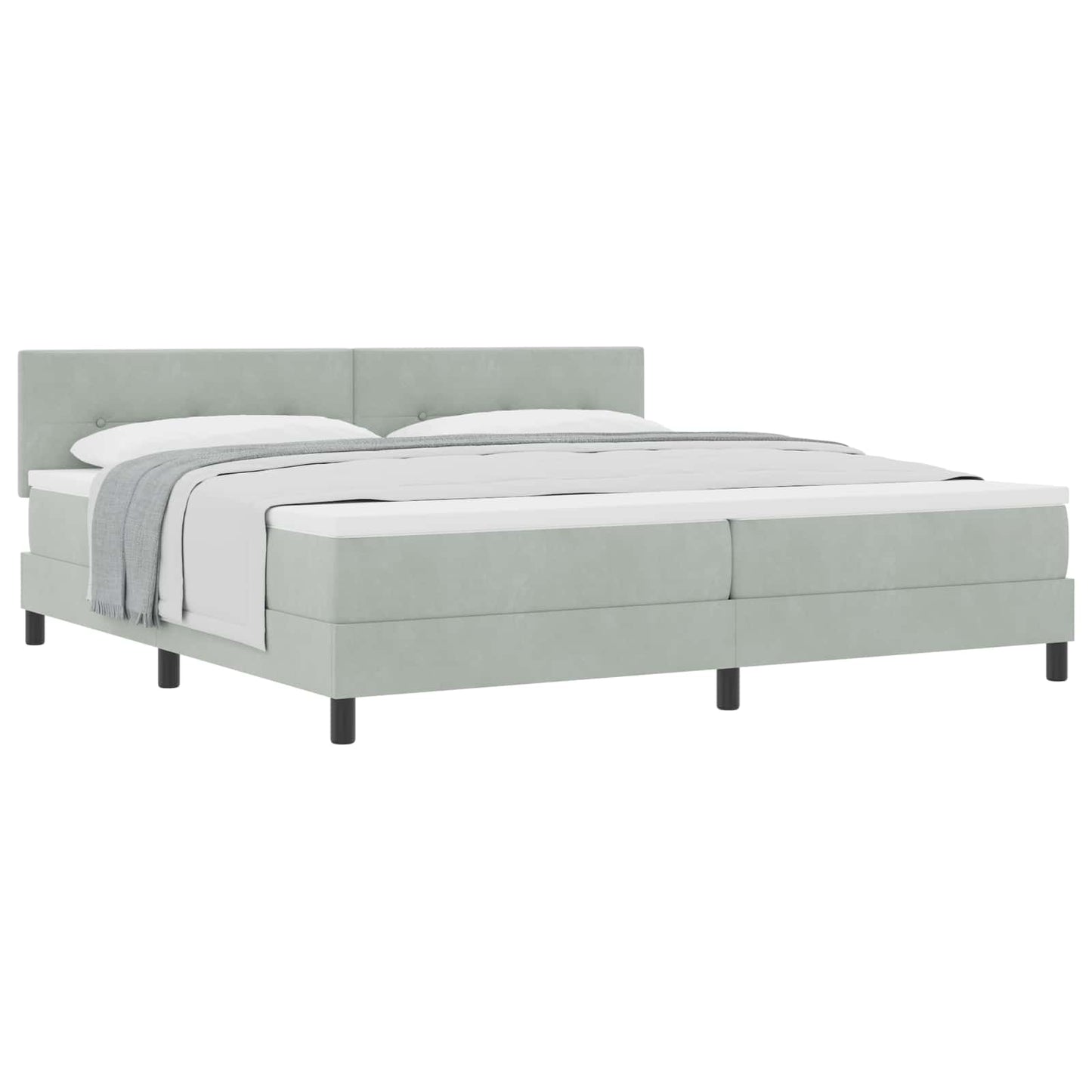 Boxspringbed met matras Lichtgrijs 200 x 200 cm Fluweel is nu te koop bij PeponiXL, paradijselijk wonen!