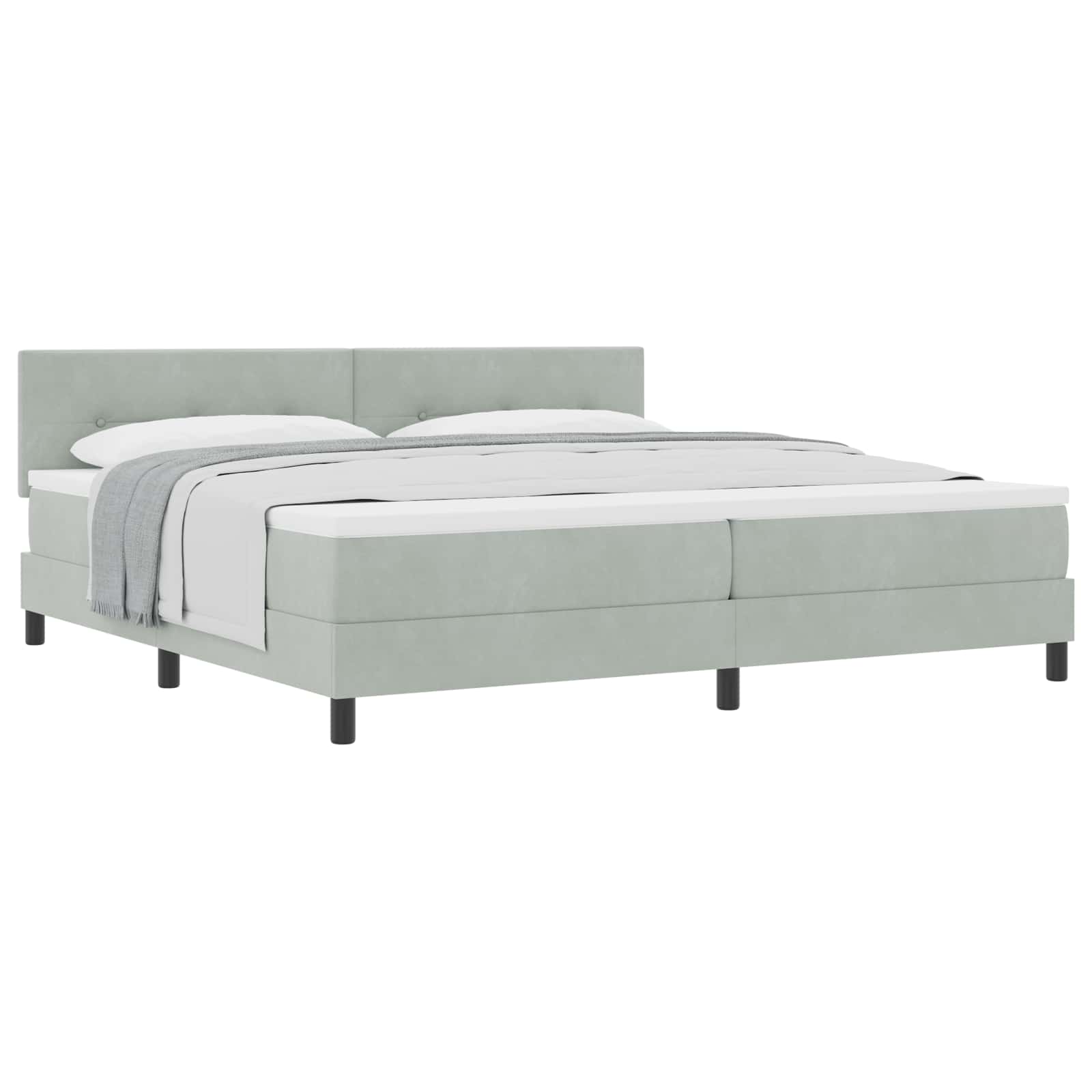 Boxspringbed met matras Lichtgrijs 200 x 200 cm Fluweel is nu te koop bij PeponiXL, paradijselijk wonen!