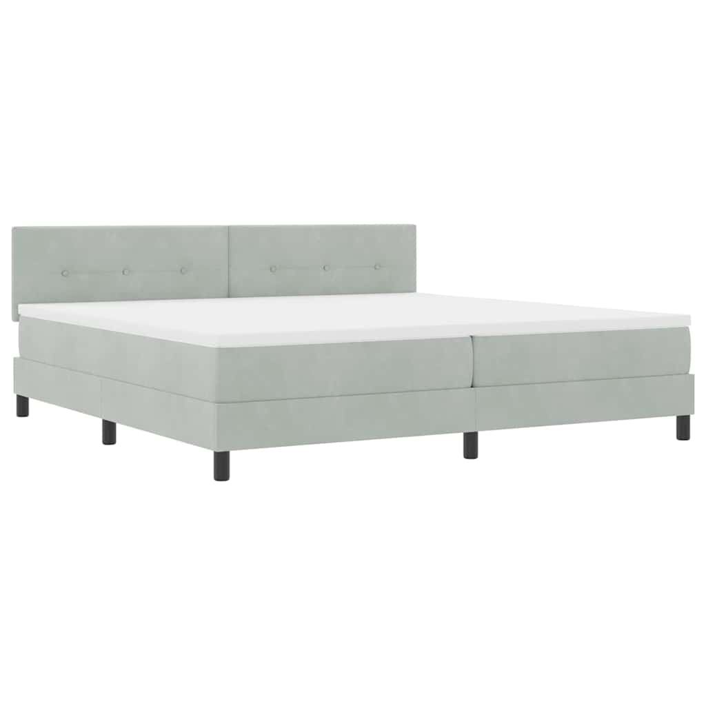 Boxspringbed met matras Lichtgrijs 200 x 200 cm Fluweel is nu te koop bij PeponiXL, paradijselijk wonen!