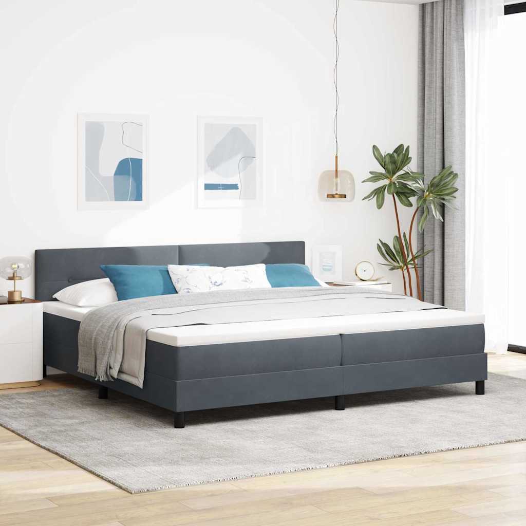 Boxspringbed met matras Donkergrijs 200 x 200 cm Fluweel is nu te koop bij PeponiXL, paradijselijk wonen!
