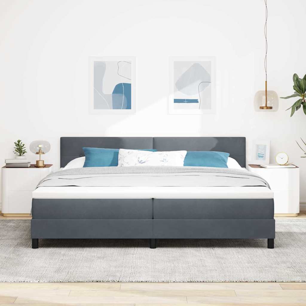 Boxspringbed met matras Donkergrijs 200 x 200 cm Fluweel is nu te koop bij PeponiXL, paradijselijk wonen!