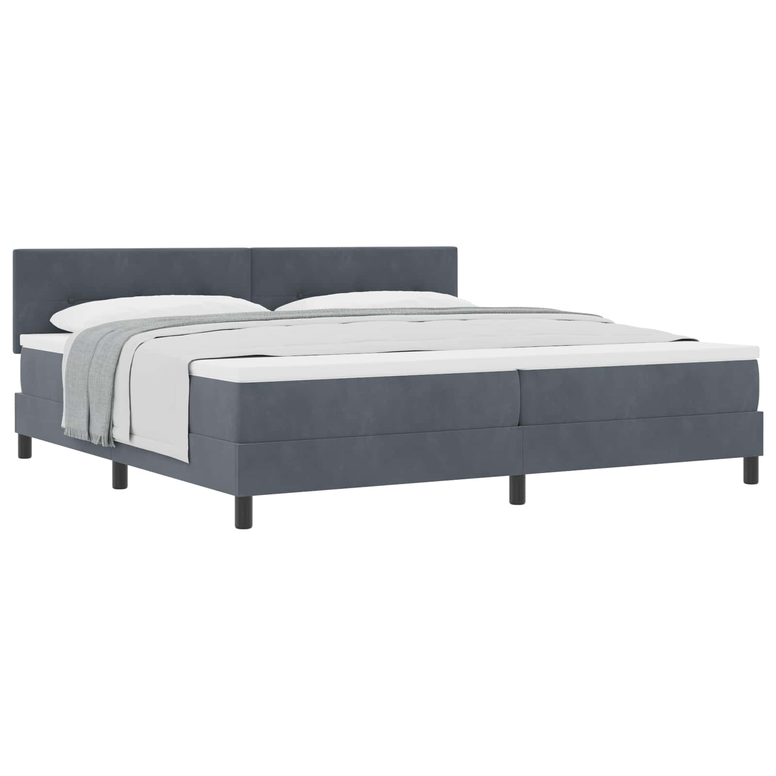 Boxspringbed met matras Donkergrijs 200 x 200 cm Fluweel is nu te koop bij PeponiXL, paradijselijk wonen!