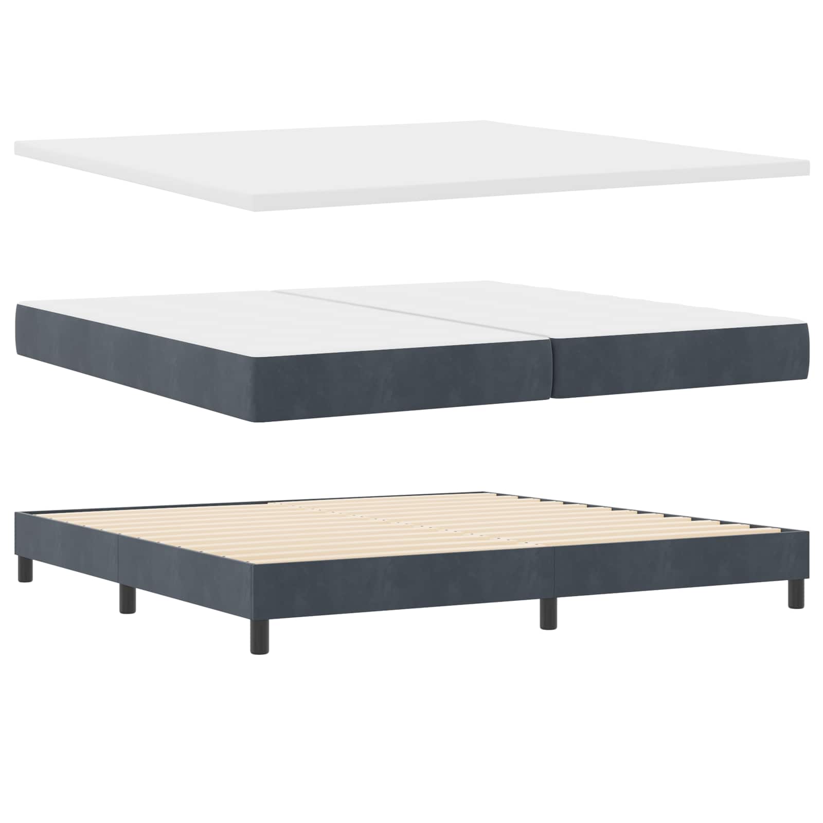 Boxspringbed met matras Donkergrijs 200 x 200 cm Fluweel is nu te koop bij PeponiXL, paradijselijk wonen!