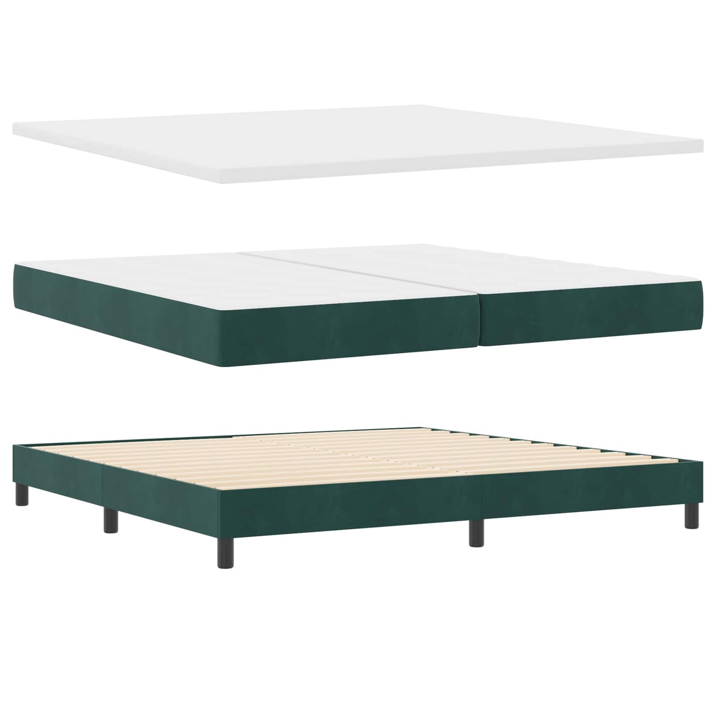 Boxspringbed met matras Donkergroen 200 x 200 cm Fluweel is nu te koop bij PeponiXL, paradijselijk wonen!