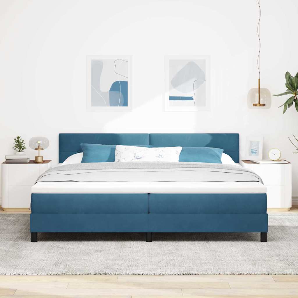 Boxspringbed met matras Donkerblauw 200 x 200 cm Fluweel is nu te koop bij PeponiXL, paradijselijk wonen!