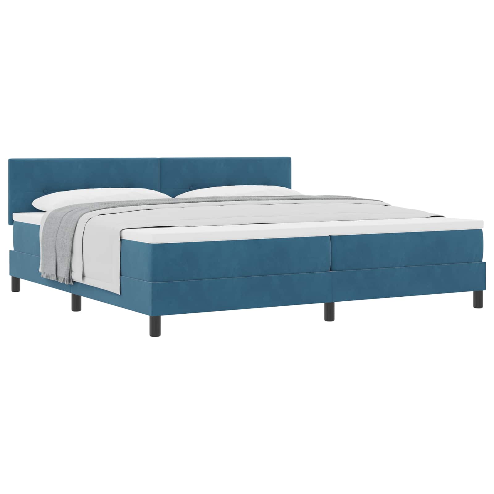 Boxspringbed met matras Donkerblauw 200 x 200 cm Fluweel is nu te koop bij PeponiXL, paradijselijk wonen!