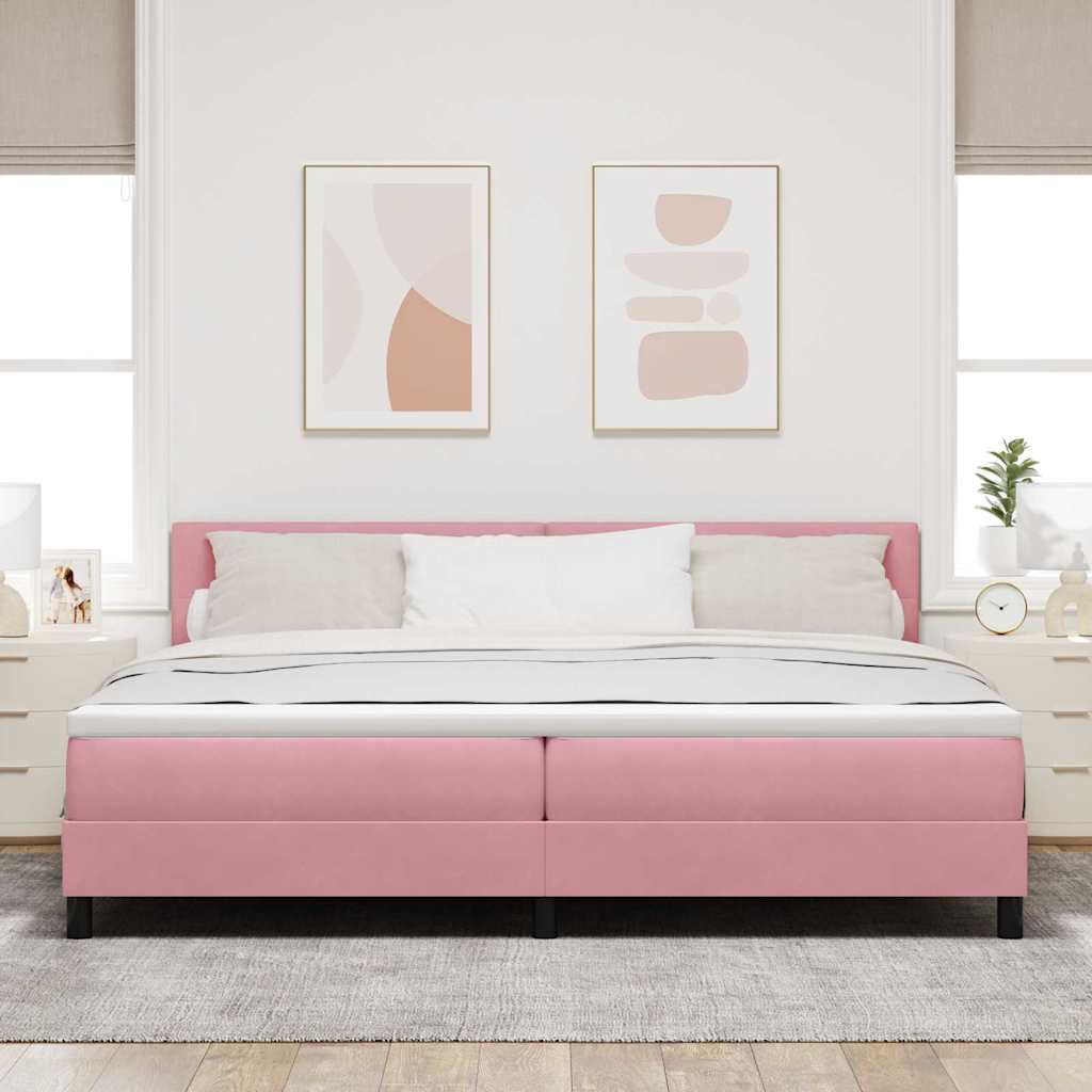 Boxspringbed met matras Roze 200 x 200 cm Fluweel is nu te koop bij PeponiXL, paradijselijk wonen!