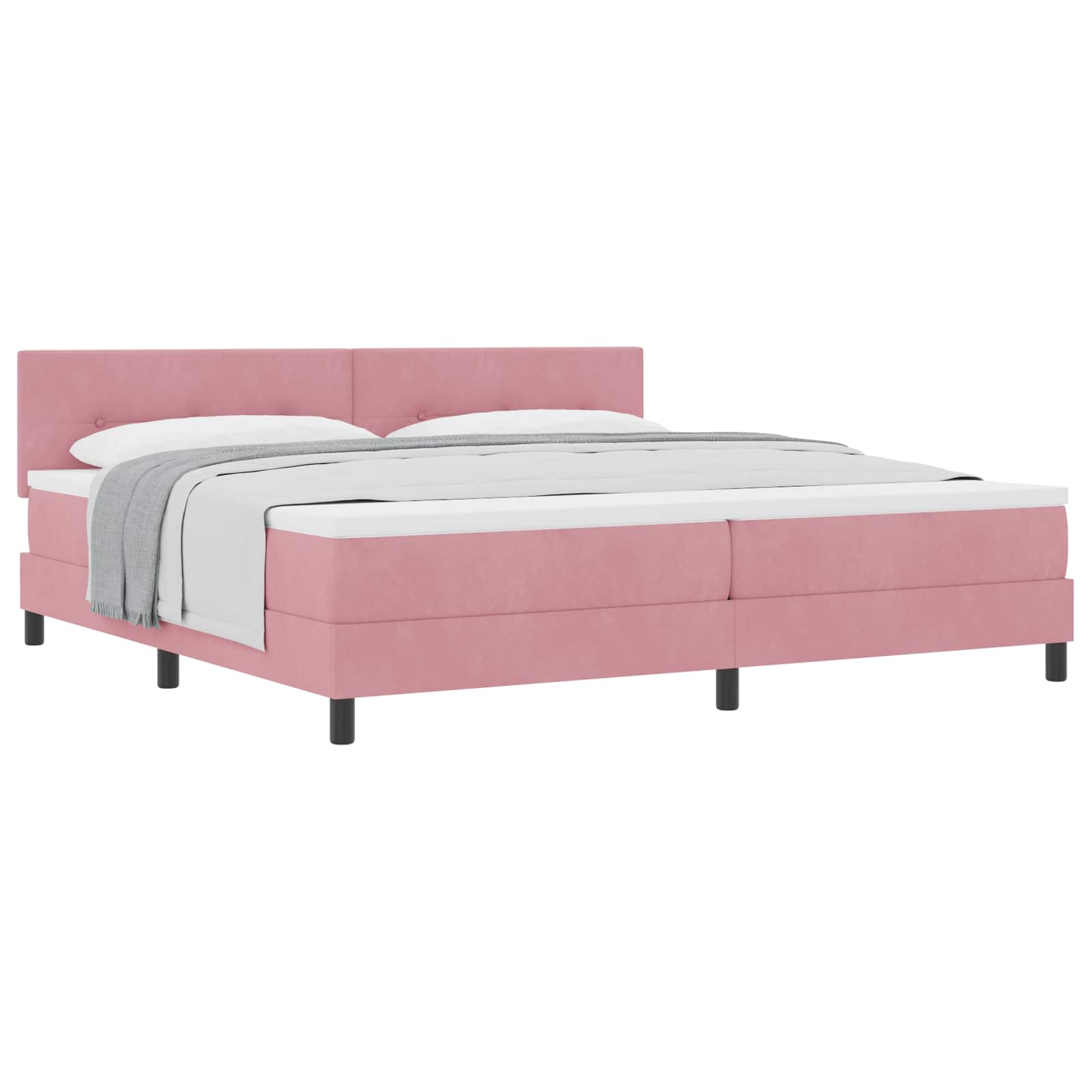 Boxspringbed met matras Roze 200 x 200 cm Fluweel is nu te koop bij PeponiXL, paradijselijk wonen!