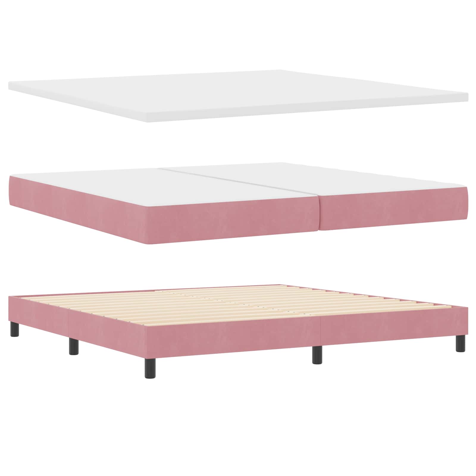 Boxspringbed met matras Roze 200 x 200 cm Fluweel is nu te koop bij PeponiXL, paradijselijk wonen!
