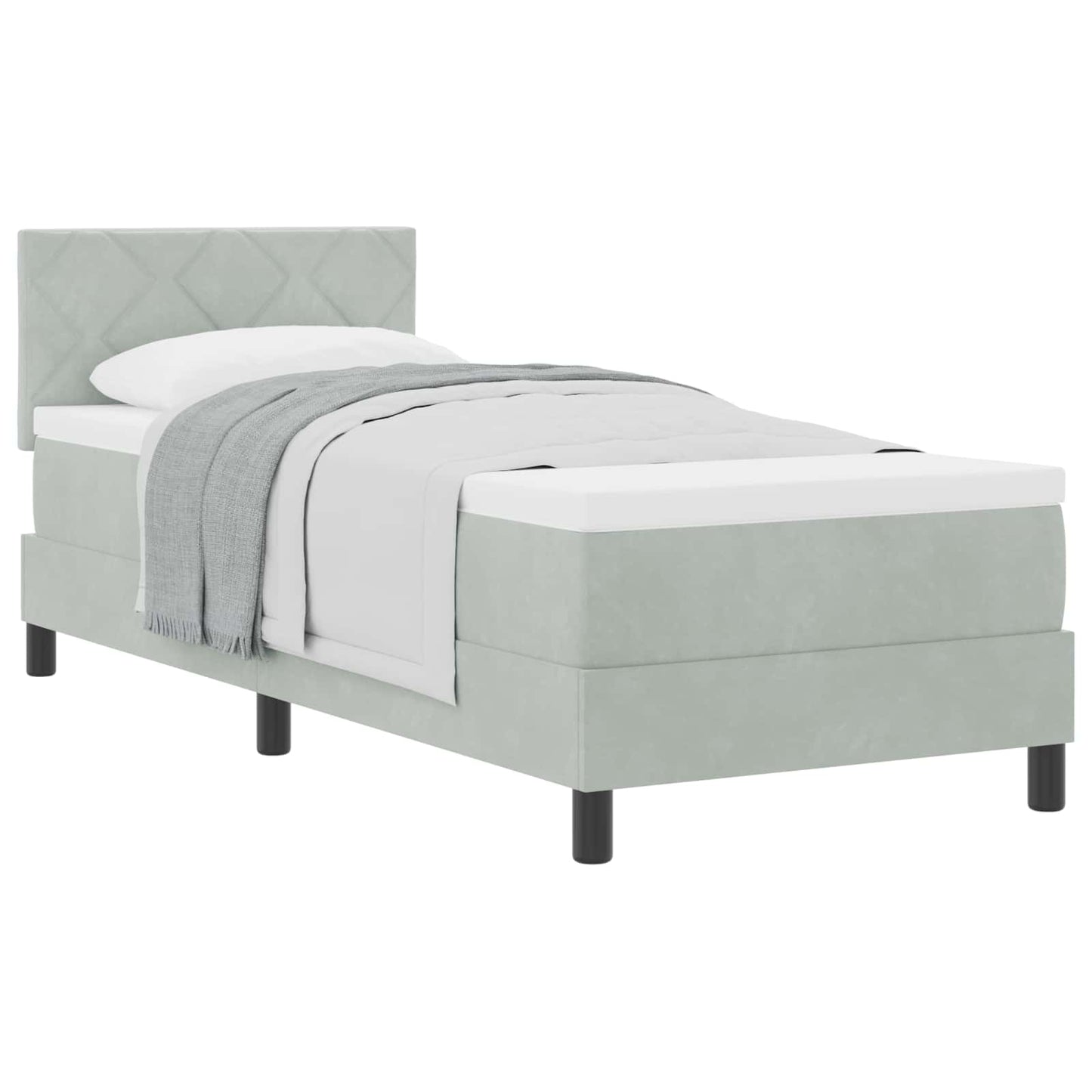 Boxspringbed met matras Lichtgrijs 80 x 200 cm Fluweel is nu te koop bij PeponiXL, paradijselijk wonen!