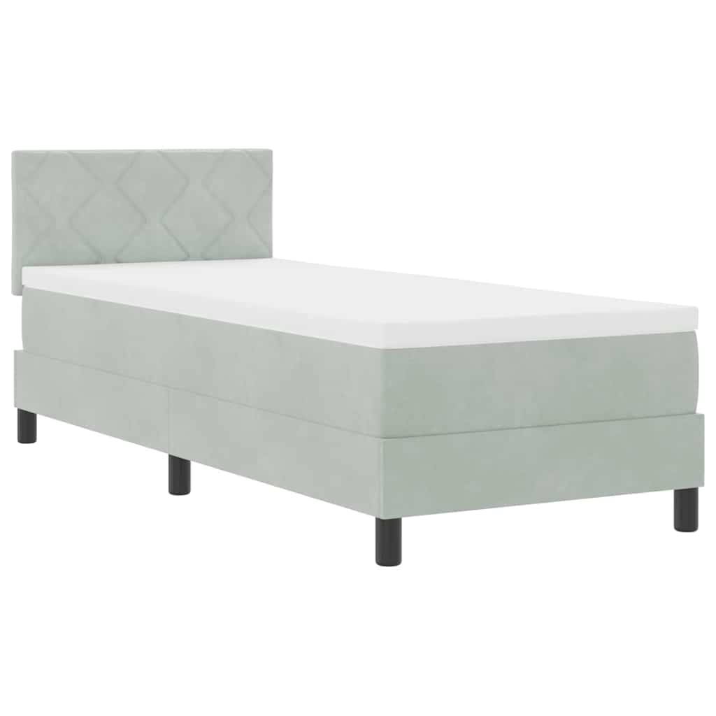 Boxspringbed met matras Lichtgrijs 80 x 200 cm Fluweel is nu te koop bij PeponiXL, paradijselijk wonen!