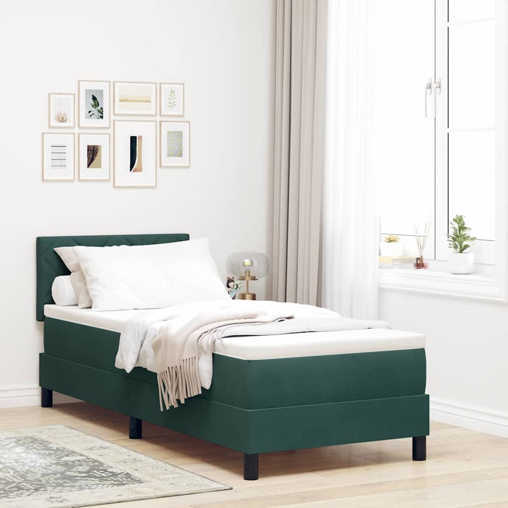Boxspringbed met matras Donkergroen 80 x 200 cm Fluweel is nu te koop bij PeponiXL, paradijselijk wonen!