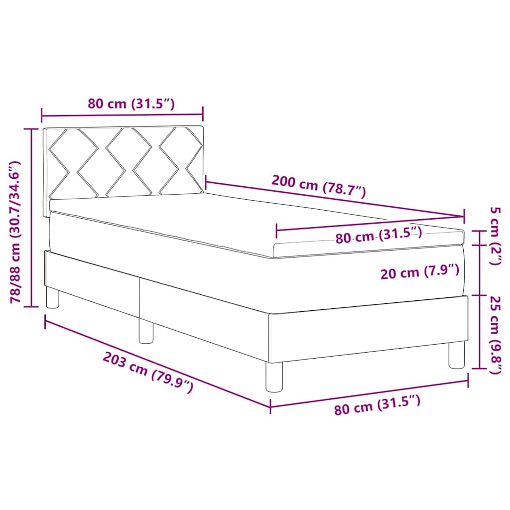 Boxspringbed met matras Donkergroen 80 x 200 cm Fluweel is nu te koop bij PeponiXL, paradijselijk wonen!