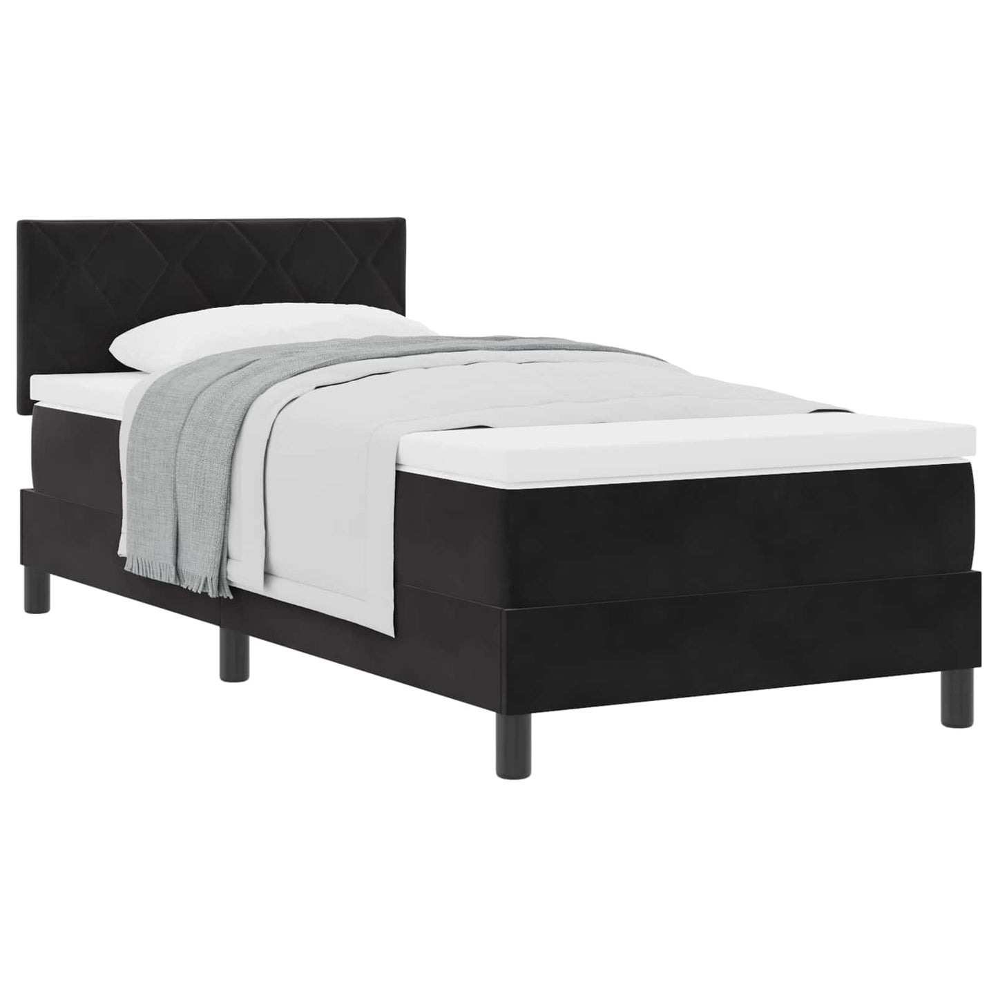 Boxspringbed met matras Zwart 90 x 200 cm Fluweel is nu te koop bij PeponiXL, paradijselijk wonen!