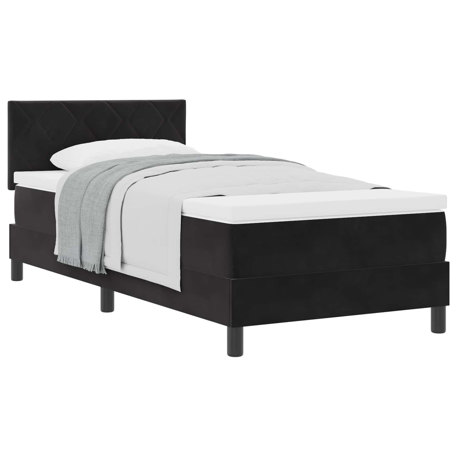Boxspringbed met matras Zwart 90 x 200 cm Fluweel is nu te koop bij PeponiXL, paradijselijk wonen!