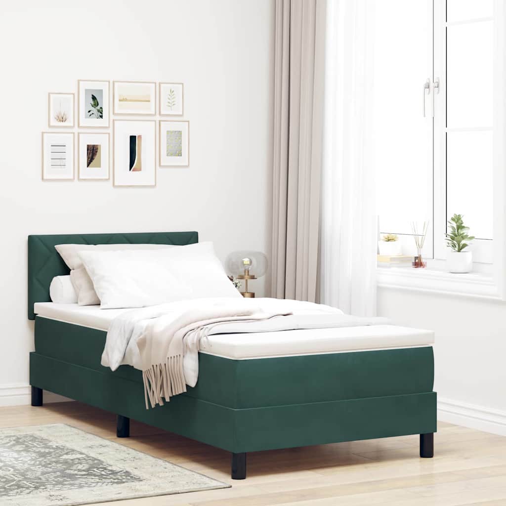 Boxspringbed met matras Donkergroen 90 x 200 cm Fluweel is nu te koop bij PeponiXL, paradijselijk wonen!