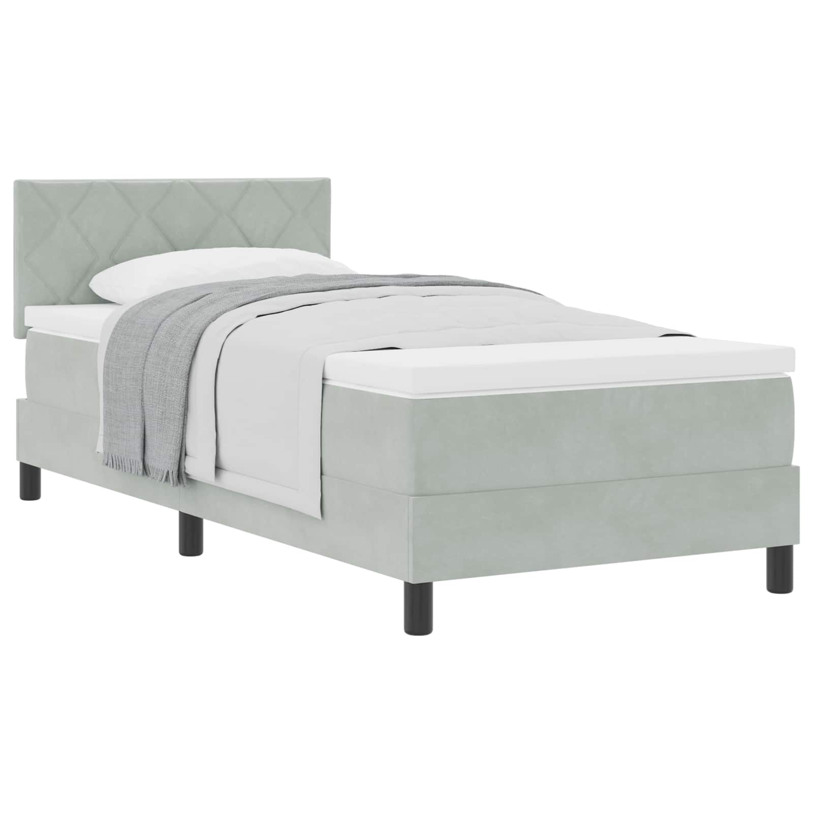 Boxspringbed met matras Lichtgrijs 100 x 200 cm Fluweel is nu te koop bij PeponiXL, paradijselijk wonen!