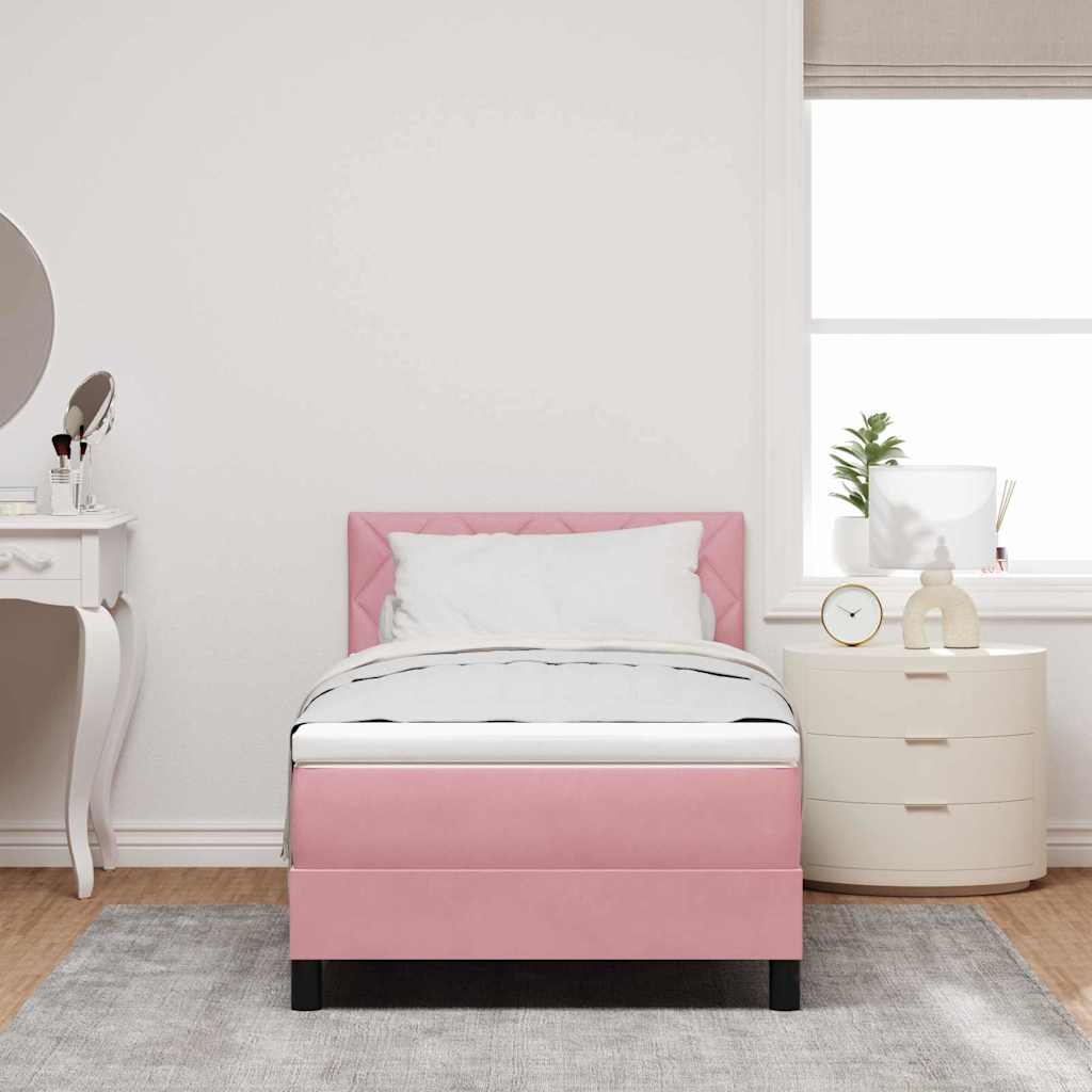 Boxspringbed met hoofdeinde Roze 100 x 200 cm Fluweel is nu te koop bij PeponiXL, paradijselijk wonen!