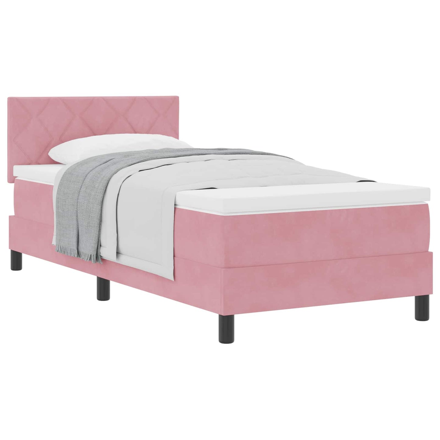Boxspringbed met hoofdeinde Roze 100 x 200 cm Fluweel is nu te koop bij PeponiXL, paradijselijk wonen!