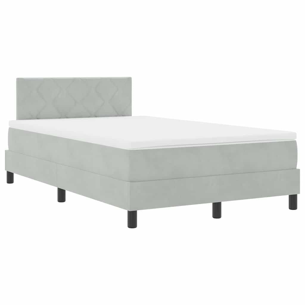 Boxspringbed met matras Lichtgrijs 120 x 190 cm Fluweel is nu te koop bij PeponiXL, paradijselijk wonen!