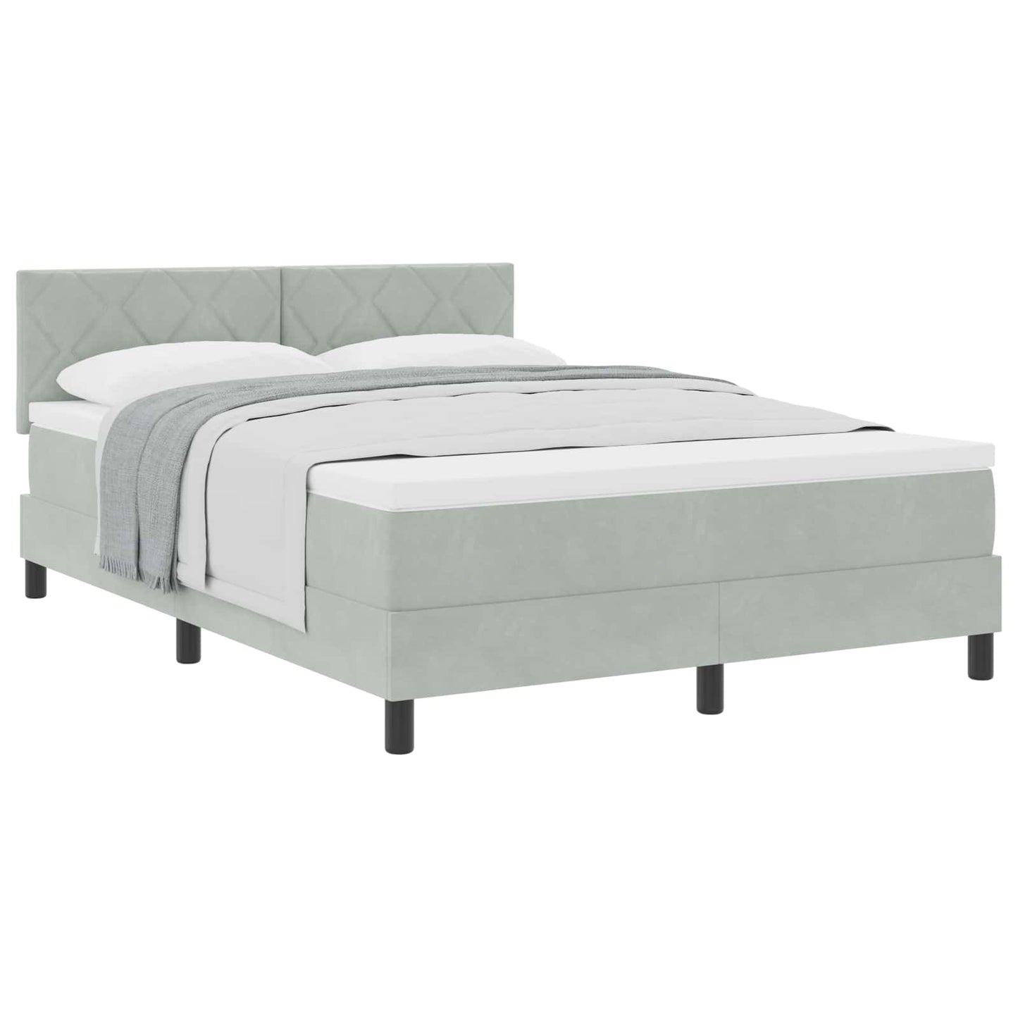 Boxspringbed met matras Lichtgrijs 140 x 190 cm Fluweel is nu te koop bij PeponiXL, paradijselijk wonen!