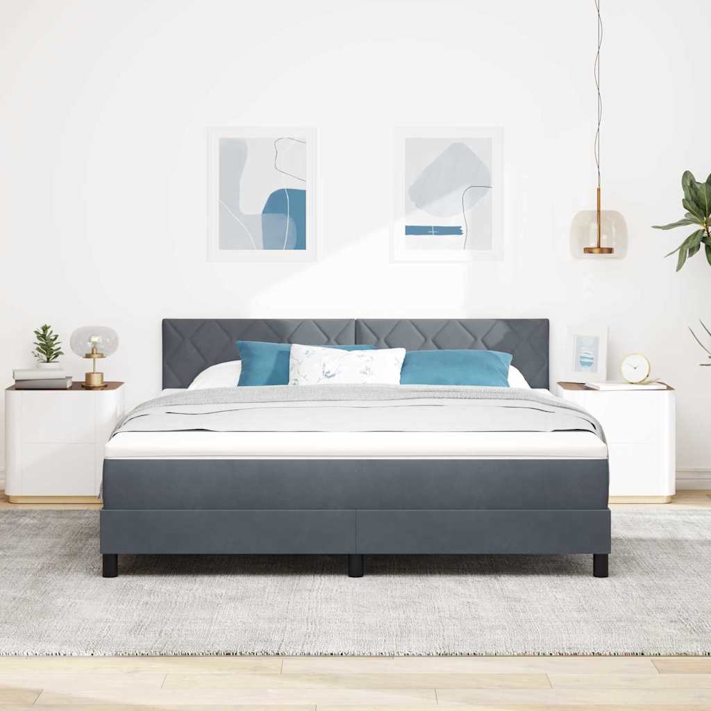 Boxspringbed met matras Donkergrijs 180 x 200 cm Fluweel is nu te koop bij PeponiXL, paradijselijk wonen!