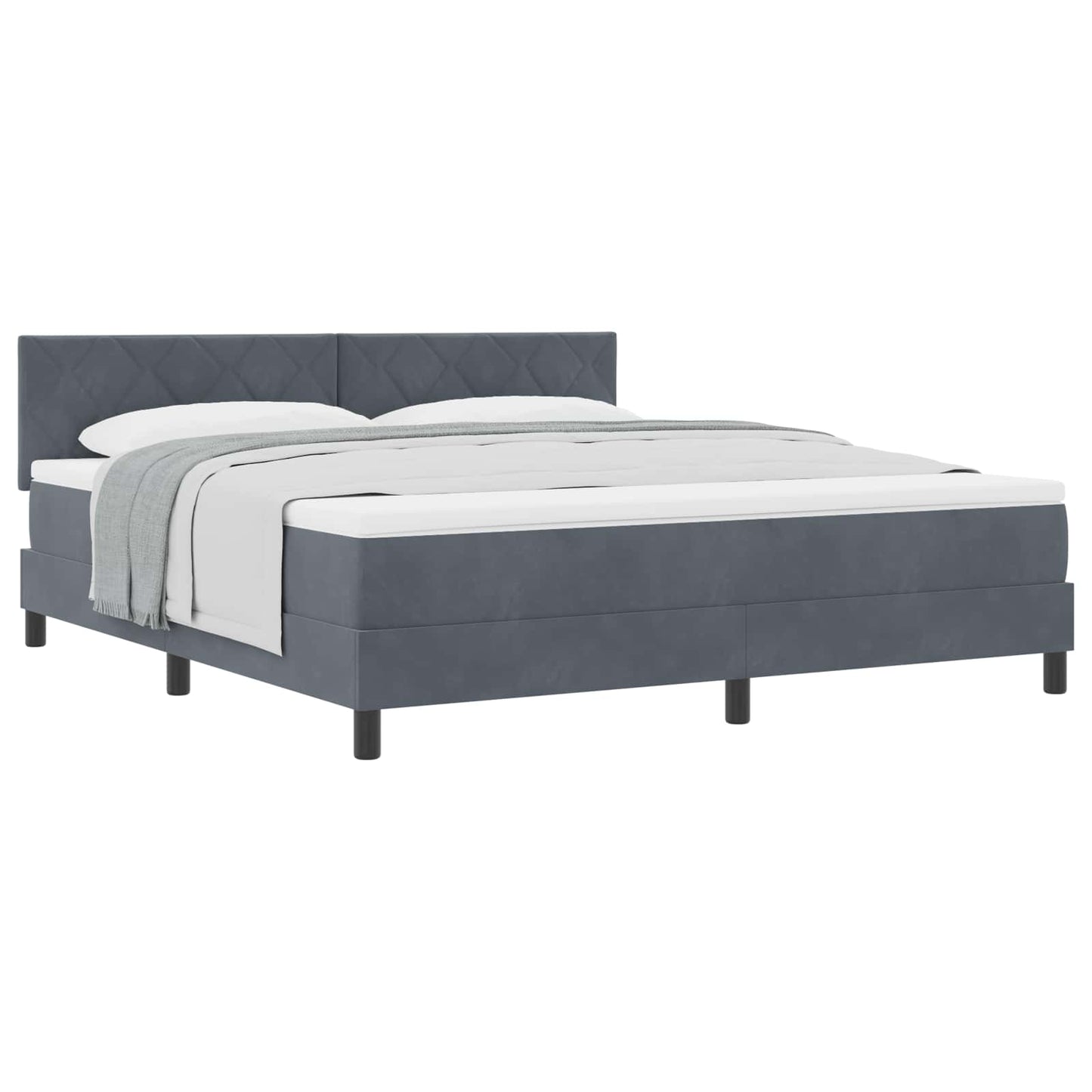 Boxspringbed met matras Donkergrijs 180 x 200 cm Fluweel is nu te koop bij PeponiXL, paradijselijk wonen!