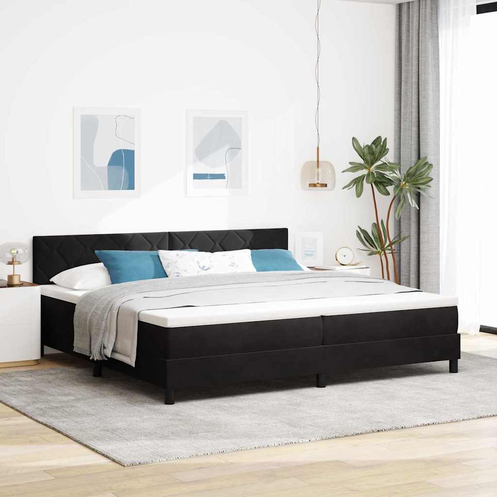 Boxspringbed met hoofdeinde Zwart 200 x 200 cm Fluweel is nu te koop bij PeponiXL, paradijselijk wonen!